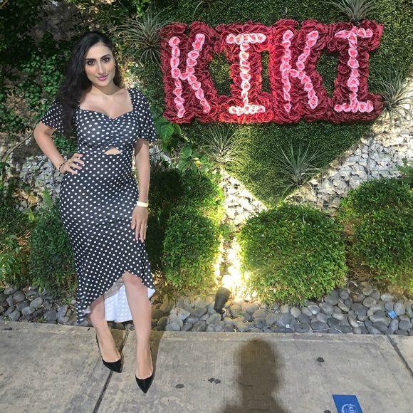 PrettyLittleThing Dresses & Skirts - Black polka dot ruched bust midi dress